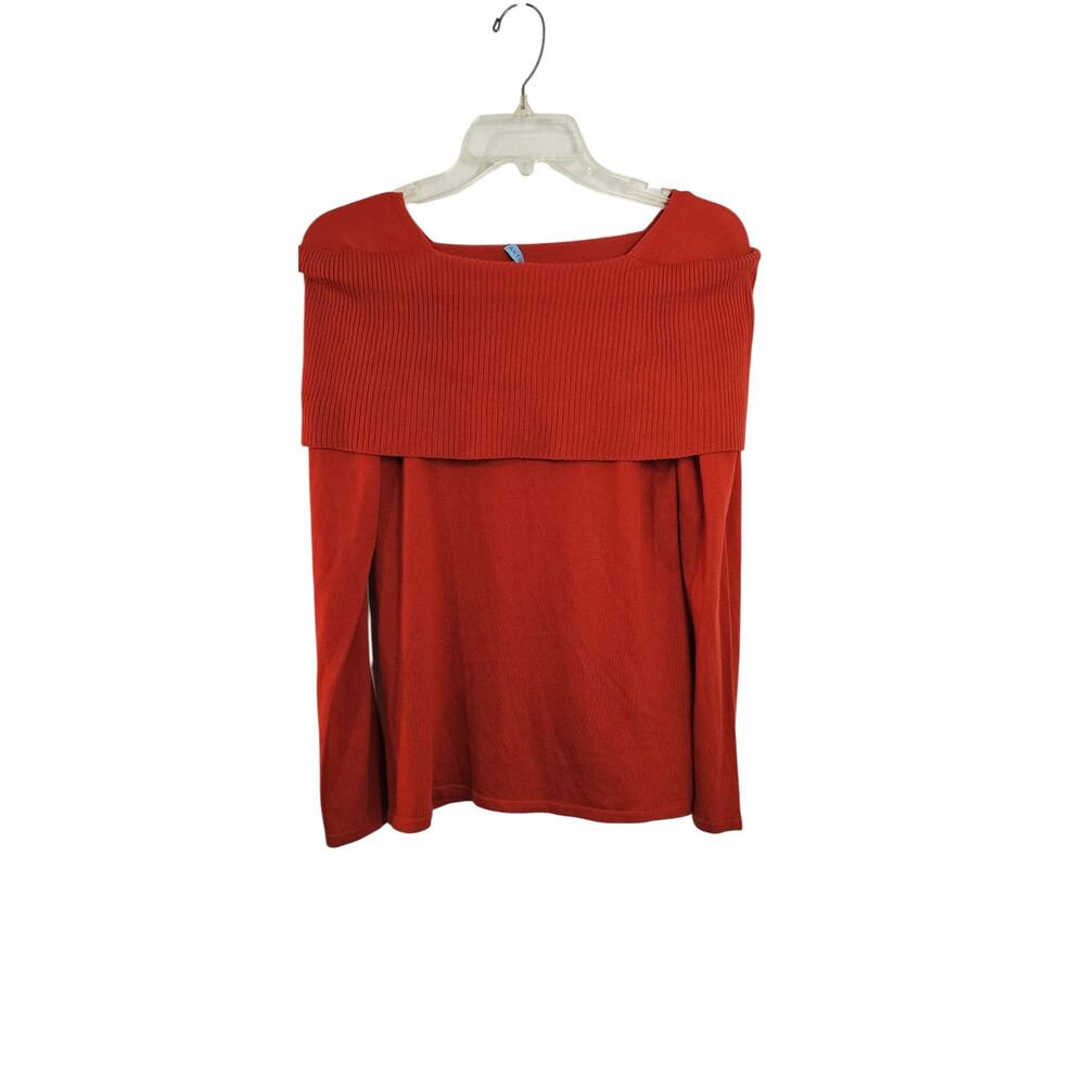 4117)Antonio Melani Rust Orange Off the Shoulder Cowl Knit Long Sleeve Sweater M